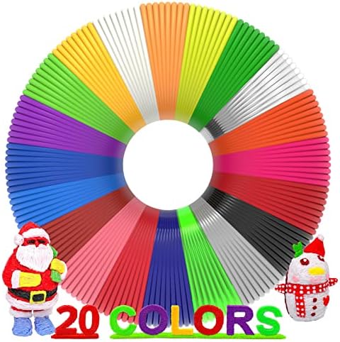 3D Pen Filament 400 Feet 20 Colors, dikale 3D Printing Pen Refills PLA Bonus 250 Stencil eBook, 3D Printer Pen Filament 1.75mm Smooth Printing by dikale