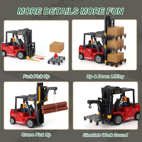 1:24 RC Forklift with Trailer, 2 in 1 RC Construction Vehicles for Kids - Image 3
