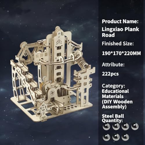 Adult 3D Wooden Marble Run Puzzle Kit, DIY Mechanical Model Construction Set, Educational STEM Puzzle Desktop Toy or Decorative Item for Teens Aged 14 and Up - Image 2