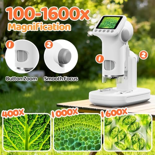 1600X Microscope for Kids, 2.0" Screen Toddler Toy, White - Image 2