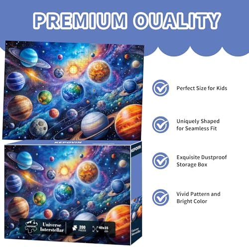 Puzzles for Kids Ages 6-8 8-10 Year Old, Solar System Planets 200 Pieces - Image 6