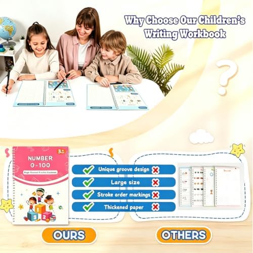 Magic Grooved Writing Practice Books for Kids, Reusable Tracing Workbooks - Image 6