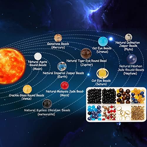 SUNNYCLUE 1 Box 300+Pcs DIY 10 Sets Solar System Bracelets Kit Galaxy Universe The Nine Guardian Planets Obsidian Beads Beading Bracelet Necklace Natural Gemstone Bead for Jewelry Making Kits Craft - Image 4