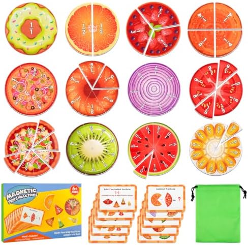 Magnetic Fraction Tiles & Circles, Math Manipulatives for Kids Grades 2-5 by Unknown
