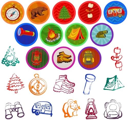 Cinrobiye 24 Pcs Camper Stampers Party Favor Set, Cute Camping Adventure Stamps for Kids Birthday Party, Classroom Rewards, Goody Bag Fillers, Outdoor Camping Themed Party Supplies - Image 2