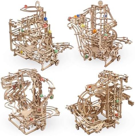 UGEARS Bundles Marble Run Holiday Set Wooden Marble Run Kit with 10 Colored Marbles - 3D Puzzles for Adults and Kids - Amusement Park Wood Marble Track 3D Puzzle - Wood Model Kit for Self-Assembly by UGEARS-ModelingJoy