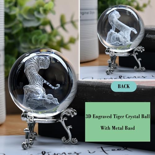 IFOLAINA 3D Tiger Crystal Ball Tiger Figurines in Crystal Ball 60mm Decor - Image 3