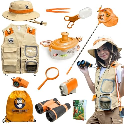 Kids Explorer Kit with Safari Vest & Hat for 7-12 Year Old Boys & Girls by PathfinderPandas