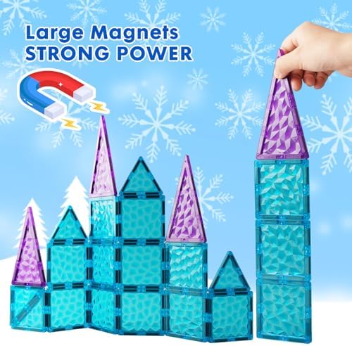Magnetic Tiles 26 pcs Frozen Castle Magnetic Tiles - 3D Diamond Building Blocks, STEM Educational Kids Toys for Pretend Play, Birthday Gifts Montessori Sensory Educational Magnet Toys - Image 6