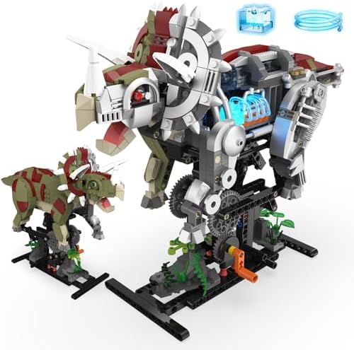 Mechanical Triceratops Dinosaur Building Set with Lights for Boys by SUPLANET