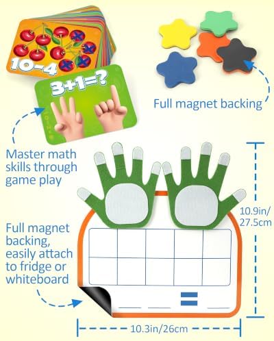 Coogam Montessori Math Manipulatives Number Counting Block, Magnetic Ten Frame Addition Subtraction Practice with Dry Erase Board, Educational Learning Toy Gift for 1st 2nd & 3rd Grade - Image 6
