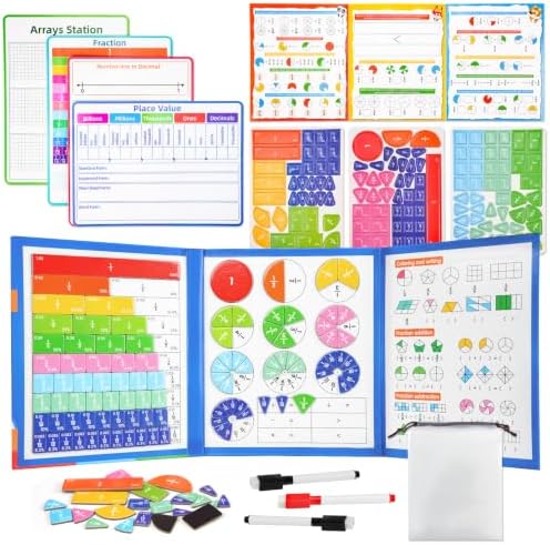 Magnetic Fraction Manipulatives for Kids, 2Pcs fraction playbook Math Set by ODRIEW