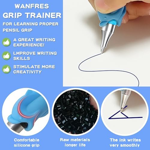 Magic grooved writing practice book set|18-in-1(4 grooved books, 2pens, 2 grip corrector, 10 disappearing ink refill), Grooved handwriting practice for kids|Grooved writing books for kids 3-5. - Image 4