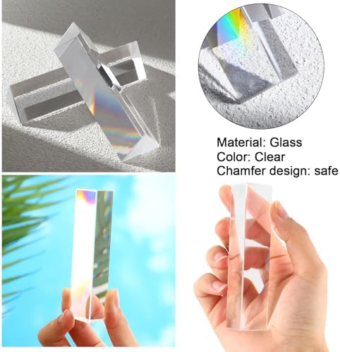 Kanayu 12 Pcs Clear Triangular Prism Optical Glass,4 Inch - Image 3