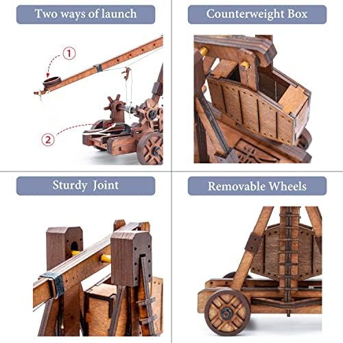 Toystub DIY 3D Wooden Puzzles for Adults Trebuchet Science Building Kit Model Catapult Engineering Kit Wood Assembly Gifts - Image 3