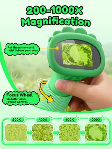Acoath Microscope for Kids, 1000X Handheld Digital Miniscope with 2.0" Screen, Portable Pocket Microscope Education Toys Birthday Gifts for Age 3 4 5 6 7 8 9 10 Girls Boys-Green - Image 4