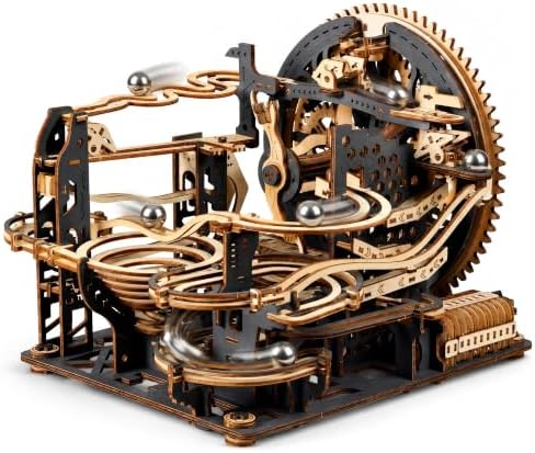 3D Wooden Puzzle for Adults, Marble Run Mechanical Model Kit with Gear Driven Ball Track, DIY Wooden Building Set, Brain Teaser STEM Craft Gift for Men, Women and Puzzle Lovers by CraftYour3DReality