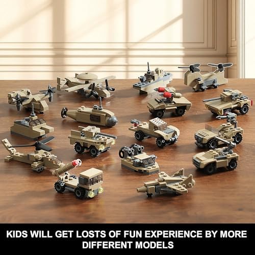 MISTBUY WW2 Army Tank Toys Building Sets, Create a German Dora Cannon or 16 Military Vehicles with 20 Toy Soldiers, STEM Toys for Boys Kids Age 6+ Year Old - Image 3