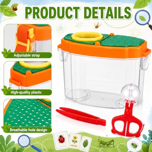 Halloscume 20 Set Bug Catcher for Kids Bug Viewer and Insects Tweezer for Students, Critter Catching Kit Magnifying Insect Cage Container Kit for Kids Outdoor Science Nature Exploration - Image 3