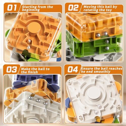 6 Layer 2-in-1 3D Rolling Ball Fidget Spinner, 3D Brain Teaser Puzzle Game, Education Sensory Toys Birthday Gift for Kids Adults 4 5 6 7 8 Years Old Boys Girls - Image 4