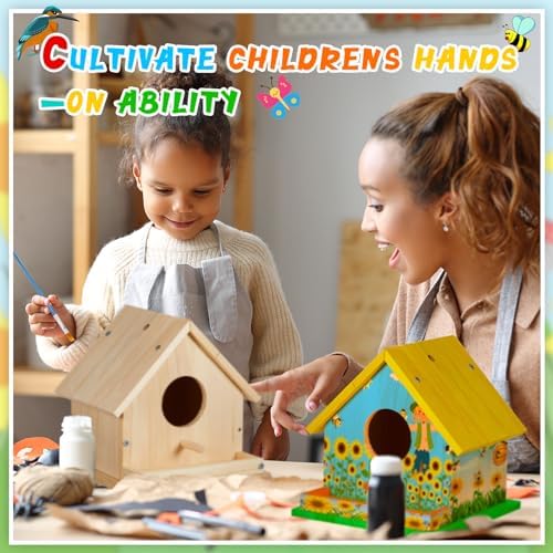 Liliful 24 Sets Wooden DIY Birdhouse Kit for Kids to Build & Paint - Image 6