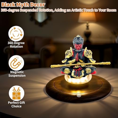 Levitating Display, 360°Magnetic Levitation Rotating Base Black Myth Floating Decor with Touch LED Light Magnetic Floating Display Kit & Figure Stand for Collectibles, Kids, Adults - Image 4