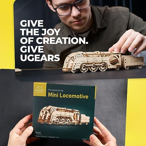 UGEARS Mini Locomotive 3D Wooden Puzzles for Adults - Wood Models for Adults to Build - Easy DIY Crafts for Adult Wooden Train Model Kit - Rubber Band-Powered Mechanical Puzzles - Image 6