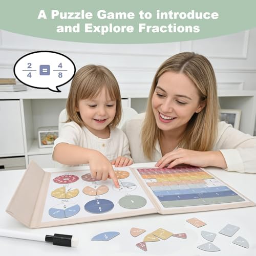 Magnetic Fraction Manipulatives for Kids, 102-Piece Fraction Tiles & Circles Set with Dry-Erase Practice Cards, Fraction Bars for Whiteboard, Homeschool & Elementary Classroom Math Aid - Image 4