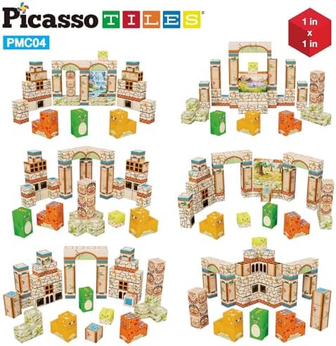PicassoTiles Magnet Cube Prehistoric World Themed Mix and Match Building Block Construction Toy with 4 Magnetic Cubed Dinosaur Character Action Figures STEM Education Sensory Pretend Play Age 3+ PMC04 - Image 3