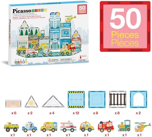 PicassoTiles Metro City Hospital Magnetic Tiles, STEM Building Set Ages 3+ - Image 3