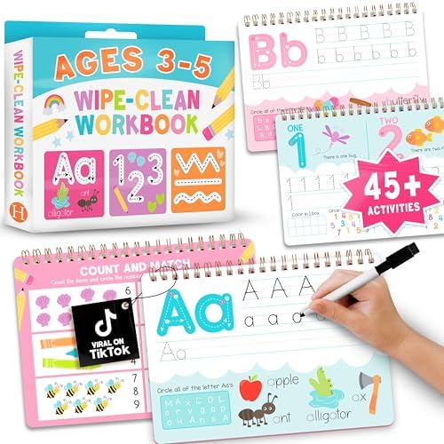 ABC Tracing Books for Kids Ages 3-5 Wipe Clean Preschool Workbooks 4-8 by HadleyDesigns