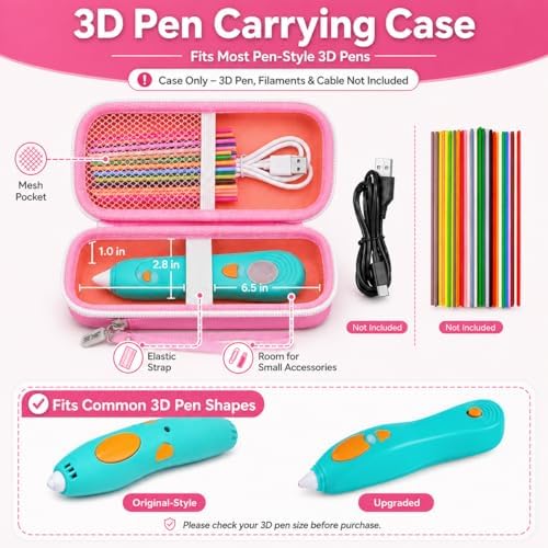 GWCASE Case Compatible with 3Doodler Start+ Essentials 3D Printing Pen for Kids, Travel Organizer Carryer for Filament Refill Packs, Micro-USB Charger (Box Only)-Pink - Image 3