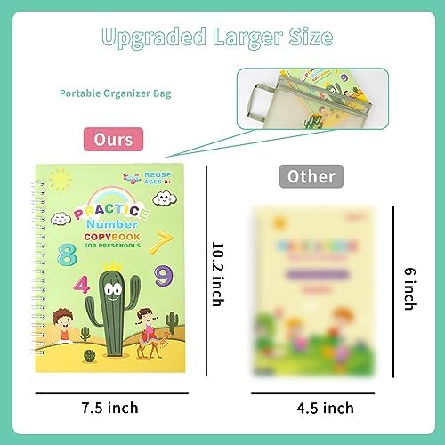 Premium Grooved Handwriting Practice for Kids, Reusable Children's Magic Copybook with Pencil Grips and Pouch, Large Size Calligraphy Workbooks Kit for Pre-School, Kindergarten(30 Refills) - Image 6