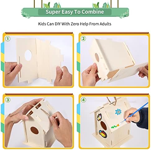 ILHSTY 6 Pack Large DIY Bird Houses Kits for Kids, Kids Crafts Wood Houses for Crafts Class Parties, DIY Crafts and Art Birdhouse Kits for Children to Build & Paint (6) - Image 4