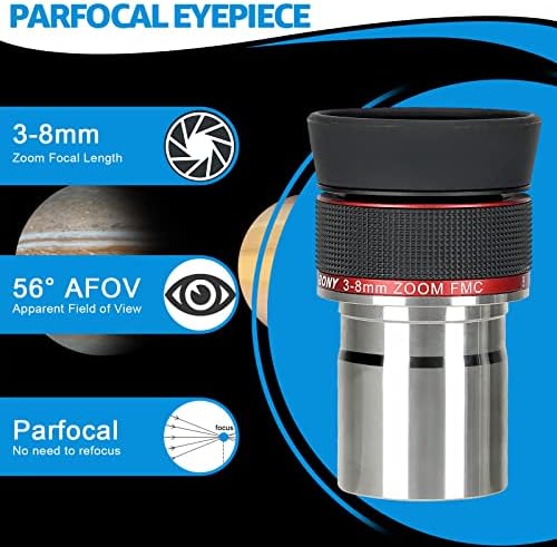 SVBONY SV191 Zoom Eyepiece for Telescope Bundle with SVBONY SV215 Zoom Eyepiece, 1.25 Inch Zoom Lens - Image 6