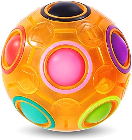 Vdealen Magic Rainbow Puzzle Ball, Fidget Ball Puzzle Brain Teaser Fidget Toy for Boys & Girls- Birthday Party Easter Valentines Christmas Stocking Stuffers for Kids Teen & Adults(Orange) by Vdealen