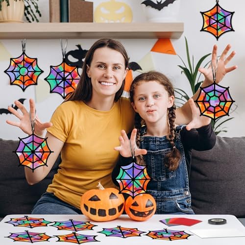 Qyeahkj 36 Set Halloween Spider Web Suncatchers Crafts Kit for Kids - Image 5