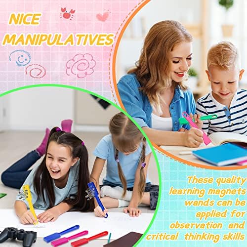 Honoson Magnet Wands for Kids Classroom Educational Learning Kits Rainbow Magnetic Wand Bulk 8 Inch Preschool Science Experiment Tools Learning Toys Bingo Games, 6 Colors (12 Pcs) - Image 5