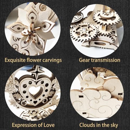 Wooden 3D Puzzle for Adults Mechanical Music Box Model Kits Wood DIY Crafts Kit Jigsaw Puzzle for Age 14+ Years Old - Image 4