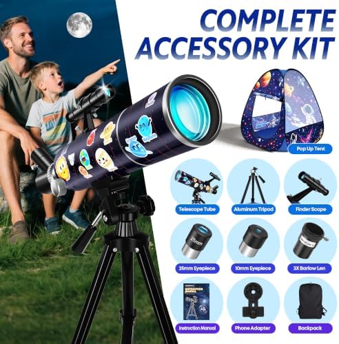 80mm Portable Telescope Kit for Adults & Kids with Pop-Up Tent - Image 6