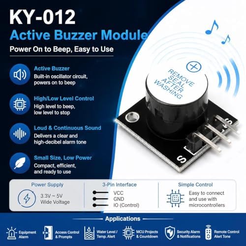 5 Pcs KY-012 3pin Active Buzzer Alarm Sensor Module - Image 4