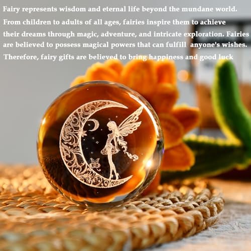 Fairy Crystal Ball Fairy Glass Sphere Decor Gifts for Women Girl - Image 4