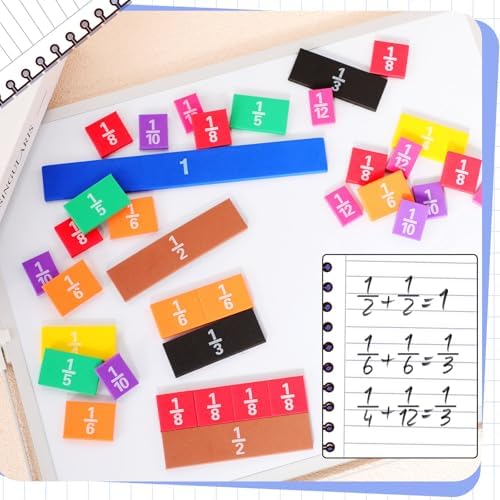Sayglossy 10 Sets Fraction Set for Math Classroom Fractions Manipulatives Math Manipulatives for Home School Supplies (Tiles) - Image 5