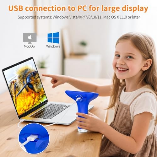 SKYBASIC Digital Microscope for Kids, 3" Screen 1000X Handheld Microscope HD Pocket Portable Microscopes Camera, Science Edu Fun Toys for Ages 4-12 Children Students Boys Girls -Blue - Image 4