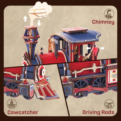 ROKR 3D Wooden Puzzle Power Express Gravity Swing Toys Wooden Model Kits DIY Dynamic Balance Home Decor（MCD07） - Image 4