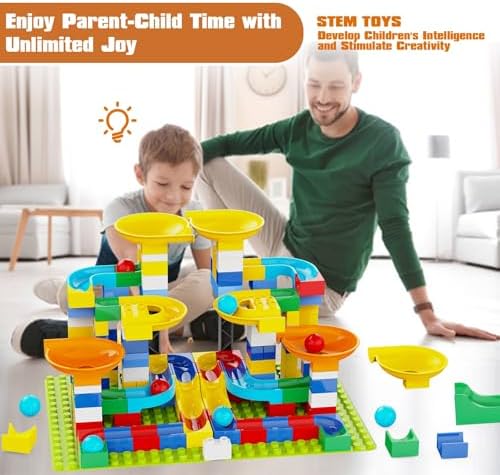 3in1 Marble Runs for Kids 4-8 Building Blocks/246Pcs Classic Big Blocks Toys Set Compatible with DUPLO LEGO Sets/Marble Maze Race Track/Montessori Learning STEM Toys for Kids Age 3,4,5,6,7,8+ - Image 6