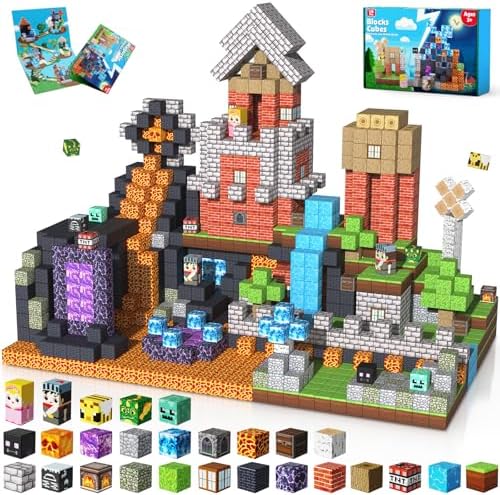150PCS Magnetic Blocks - Magnet Building Blocks, Stacking Magents Cubes Toys Forest Dark Castle Set, STEM Montessori Sensory Toys for Kids Boys and Girls Ages 3 4 5 6 7 8 9 10+ Birthday Gifts by BuildCreateExplore