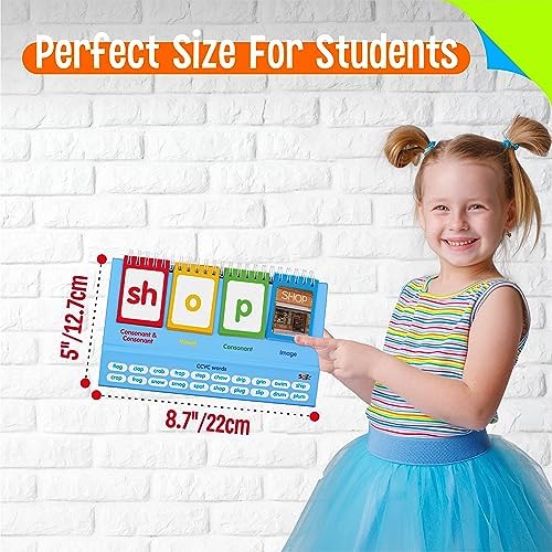 CVCC & CCVC Flip Charts, 40 Words Builder Phonic Games Freestanding Flip Chart Manipulative Spelling Toy Educational Learning Tool for Student Teacher School Supplies - Image 4