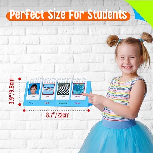 Sentence Flip Charts, 80 Double Sided Cards 40 Sentences, Learn Parts of Speech Who/What/Where Sentence Building Freestanding Flip Chart Educational Tool for Preschool Kindergarten 1st 2nd Grade - Image 4