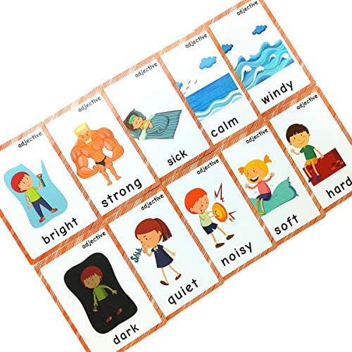Set of Adjectives&Antonym Flash Cards for Toddlers(47 pc) | Kids Learning Flashcard & Montessori Pocket Cards Toys | Perfect for Pre-K Decor Background Wall Stickers, Teacher/Autism Therapists Tools - Image 5